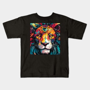 colorful Lion closeup Kids T-Shirt